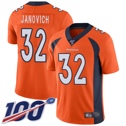 Men Denver Broncos 32 Andy Janovich Orange Team Color Vapor Untouchable Limited Player 100th Season Football NFL Jersey